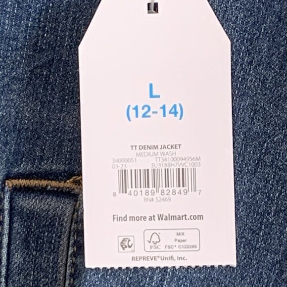 Time And Tru Denim Jean Jacket NEW Womens Large Stretch Buttons Pockets Boho - Picture 7 of 14